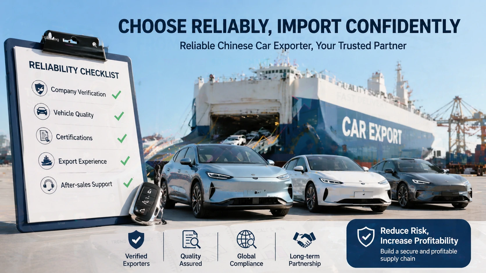 So wählen Sie einen zuverlässigen chinesischen Autoexporteur aus: Eine praktische Zuverlässigkeits-Checkliste für globale Händler